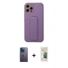 MARSİLYAN™- iPhone 12 Pro Kılıf Akış Doku - Siyah 6D Mat Seramik Hayalet Nano Ekran Koruyucu + Neon Fosforlu Kamera Lens - MI
