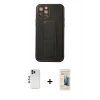 MARSİLYAN™- iPhone 12 Pro Kılıf Akış Doku - Siyah 6D Mat Seramik Hayalet Nano Ekran Koruyucu + Shine Kamera Lens - MI