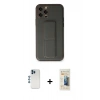 MARSİLYAN™- iPhone 12 Pro Kılıf Akış Doku - Siyah 6D Mat Seramik Hayalet Nano Ekran Koruyucu + Shine Kamera Lens - MI