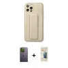 MARSİLYAN™- iPhone 12 Pro Kılıf Akış Doku - Siyah 6D Mat Seramik Hayalet Nano Ekran Koruyucu + Neon Fosforlu Kamera Lens - YL