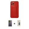 MARSİLYAN™- iPhone 12 Pro Kılıf Akış Doku - Siyah 6D Mat Seramik Hayalet Nano Ekran Koruyucu + Neon Fosforlu Kamera Lens - YL