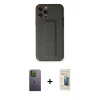 MARSİLYAN™- iPhone 12 Pro Kılıf Akış Doku - Siyah 6D Mat Seramik Hayalet Nano Ekran Koruyucu + Neon Fosforlu Kamera Lens - YL