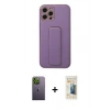 MARSİLYAN™- iPhone 12 Pro Kılıf Akış Doku - Siyah 6D Mat Seramik Hayalet Nano Ekran Koruyucu + Neon Fosforlu Kamera Lens - YL