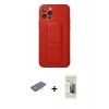 MARSİLYAN™- iPhone 12 Pro Kılıf Akış Doku - Siyah 6D Mat Seramik Hayalet Nano Ekran Koruyucu + Renkli Kamera Lens Koruma Cam - PE