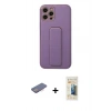 MARSİLYAN™- iPhone 12 Pro Kılıf Akış Doku - Siyah 6D Mat Seramik Hayalet Nano Ekran Koruyucu + Renkli Kamera Lens Koruma Cam - PE