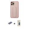 MARSİLYAN™- iPhone 12 Pro Kılıf Akış Doku - Siyah 6D Mat Seramik Hayalet Nano Ekran Koruyucu + Renkli Kamera Lens Koruma Cam - PE