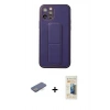 MARSİLYAN™- iPhone 12 Pro Kılıf Akış Doku - Siyah 6D Mat Seramik Hayalet Nano Ekran Koruyucu + Renkli Kamera Lens Koruma Cam - MI