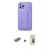 MARSİLYAN™- iPhone 12 Pro Kılıf Akış Doku - Siyah 6D Mat Seramik Hayalet Nano Ekran Koruyucu + Renkli Kamera Lens Koruma Cam - TU