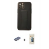 MARSİLYAN™- iPhone 12 Pro Kılıf Akış Doku - Siyah 6D Mat Seramik Hayalet Nano Ekran Koruyucu + Renkli Kamera Lens Koruma Cam - MI