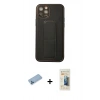 MARSİLYAN™- iPhone 12 Pro Kılıf Akış Doku - Siyah 6D Mat Seramik Hayalet Nano Ekran Koruyucu + Shine Kamera Lens Koruma Cam - MI