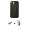 MARSİLYAN™- iPhone 12 Pro Kılıf Akış Doku - Siyah 6D Mat Seramik Hayalet Nano Ekran Koruyucu + Shine Kamera Lens Koruma Cam - SABE