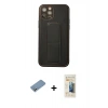 MARSİLYAN™- iPhone 12 Pro Kılıf Akış Doku - Siyah 6D Mat Seramik Hayalet Nano Ekran Koruyucu + Shine Kamera Lens Koruma Cam - GS