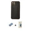 MARSİLYAN™- iPhone 12 Pro Kılıf Akış Doku - Siyah 6D Mat Seramik Hayalet Nano Ekran Koruyucu + Shine Kamera Lens Koruma Cam - PE