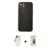 MARSİLYAN™- iPhone 12 Pro Kılıf Akış Doku - Siyah 6D Mat Seramik Hayalet Nano Ekran Koruyucu + Shine Kamera Lens - GS