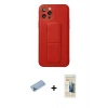 MARSİLYAN™- iPhone 12 Pro Kılıf Akış Doku - Siyah 6D Mat Seramik Hayalet Nano Ekran Koruyucu + Shine Kamera Lens Koruma Cam - MI