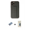 MARSİLYAN™- iPhone 12 Pro Kılıf Akış Doku - Siyah 6D Mat Seramik Hayalet Nano Ekran Koruyucu + Shine Kamera Lens Koruma Cam - PE