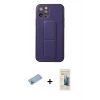 MARSİLYAN™- iPhone 12 Pro Kılıf Akış Doku - Siyah 6D Mat Seramik Hayalet Nano Ekran Koruyucu + Shine Kamera Lens Koruma Cam - MI