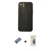 MARSİLYAN™- iPhone 12 Pro Kılıf Akış Doku - Siyah 6D Mat Seramik Hayalet Nano Ekran Koruyucu + Shine Kamera Lens Koruma Cam - SH
