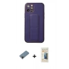 MARSİLYAN™- iPhone 12 Pro Kılıf Akış Doku - Siyah 6D Mat Seramik Hayalet Nano Ekran Koruyucu + Shine Kamera Lens Koruma Cam - SH