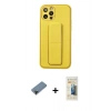 MARSİLYAN™- iPhone 12 Pro Kılıf Akış Doku - Siyah 6D Mat Seramik Hayalet Nano Ekran Koruyucu + Shine Kamera Lens Koruma Cam - SH