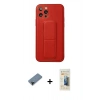 MARSİLYAN™- iPhone 12 Pro Kılıf Akış Doku - Siyah 6D Mat Seramik Hayalet Nano Ekran Koruyucu + Shine Kamera Lens Koruma Cam - SH