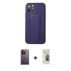 MARSİLYAN™- iPhone 12 Pro Kılıf Akış Doku - Siyah 6D Mat Seramik Hayalet Nano Ekran Koruyucu + Neon Fosforlu Kamera Lens - TU