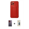 MARSİLYAN™- iPhone 12 Pro Kılıf Akış Doku - Siyah 6D Mat Seramik Hayalet Nano Ekran Koruyucu + Neon Fosforlu Kamera Lens - TU