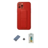 MARSİLYAN™- iPhone 12 Pro Kılıf Akış Doku - Siyah Polymer Nano Ekran Koruyucu + Metal Kamera Lens Koruma Cam - AKYL