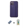 MARSİLYAN™- iPhone 12 Pro Kılıf Akış Doku - Siyah Polymer Nano Ekran Koruyucu + Metal Kamera Lens Koruma Cam - AKYL