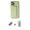 MARSİLYAN™- iPhone 12 Pro Kılıf Akış Doku - Siyah Polymer Nano Ekran Koruyucu + Metal Kamera Lens Koruma Cam - AKYL