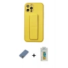 MARSİLYAN™- iPhone 12 Pro Kılıf Akış Doku - Siyah Polymer Nano Ekran Koruyucu + Metal Kamera Lens Koruma Cam - AKYL
