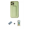 MARSİLYAN™- iPhone 12 Pro Kılıf Akış Doku - Siyah Polymer Nano Ekran Koruyucu + Shine Kamera Lens Koruma Cam - GI
