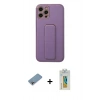 MARSİLYAN™- iPhone 12 Pro Kılıf Akış Doku - Siyah Polymer Nano Ekran Koruyucu + Shine Kamera Lens Koruma Cam - GI