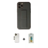 MARSİLYAN™- iPhone 12 Pro Kılıf Akış Doku - Siyah Polymer Nano Ekran Koruyucu + Shine Kamera Lens - GD