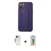 MARSİLYAN™- iPhone 12 Pro Kılıf Akış Doku - Siyah Polymer Nano Ekran Koruyucu + Shine Kamera Lens - GD