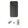 MARSİLYAN™- iPhone 12 Pro Kılıf Akış Doku - Siyah Polymer Nano Ekran Koruyucu + Shine Kamera Lens Koruma Cam - GS