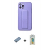 MARSİLYAN™- iPhone 12 Pro Kılıf Akış Doku - Siyah Polymer Nano Ekran Koruyucu + Shine Kamera Lens Koruma Cam - GS