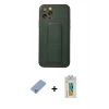 MARSİLYAN™- iPhone 12 Pro Kılıf Akış Doku - Siyah Polymer Nano Ekran Koruyucu + Metal Kamera Lens Koruma Cam - KUYL