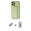 MARSİLYAN™- iPhone 12 Pro Kılıf Akış Doku - Siyah Polymer Nano Ekran Koruyucu + Metal Kamera Lens Koruma Cam - KUYL