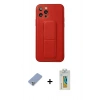 MARSİLYAN™- iPhone 12 Pro Kılıf Akış Doku - Siyah Polymer Nano Ekran Koruyucu + Metal Kamera Lens Koruma Cam - KUYL