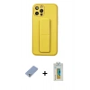 MARSİLYAN™- iPhone 12 Pro Kılıf Akış Doku - Siyah Polymer Nano Ekran Koruyucu + Metal Kamera Lens Koruma Cam - KUYL