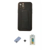 MARSİLYAN™- iPhone 12 Pro Kılıf Akış Doku - Siyah Polymer Nano Ekran Koruyucu + Metal Kamera Lens Koruma Cam - KUYL