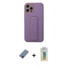 MARSİLYAN™- iPhone 12 Pro Kılıf Akış Doku - Siyah Polymer Nano Ekran Koruyucu + Metal Kamera Lens Koruma Cam - MI