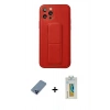 MARSİLYAN™- iPhone 12 Pro Kılıf Akış Doku - Siyah Polymer Nano Ekran Koruyucu + Metal Kamera Lens Koruma Cam - MI