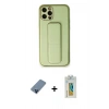 MARSİLYAN™- iPhone 12 Pro Kılıf Akış Doku - Siyah Polymer Nano Ekran Koruyucu + Metal Kamera Lens Koruma Cam - MI