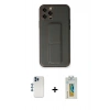 MARSİLYAN™- iPhone 12 Pro Kılıf Akış Doku - Siyah Polymer Nano Ekran Koruyucu + Mavi Shine Kamera Lens