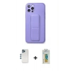 MARSİLYAN™- iPhone 12 Pro Kılıf Akış Doku - Siyah Polymer Nano Ekran Koruyucu + Mavi Shine Kamera Lens