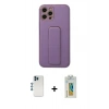 MARSİLYAN™- iPhone 12 Pro Kılıf Akış Doku - Siyah Polymer Nano Ekran Koruyucu + Mavi Shine Kamera Lens