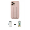 MARSİLYAN™- iPhone 12 Pro Kılıf Akış Doku - Siyah Polymer Nano Ekran Koruyucu + Mavi Shine Kamera Lens