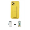 MARSİLYAN™- iPhone 12 Pro Kılıf Akış Doku - Siyah Polymer Nano Ekran Koruyucu + Mavi Shine Kamera Lens